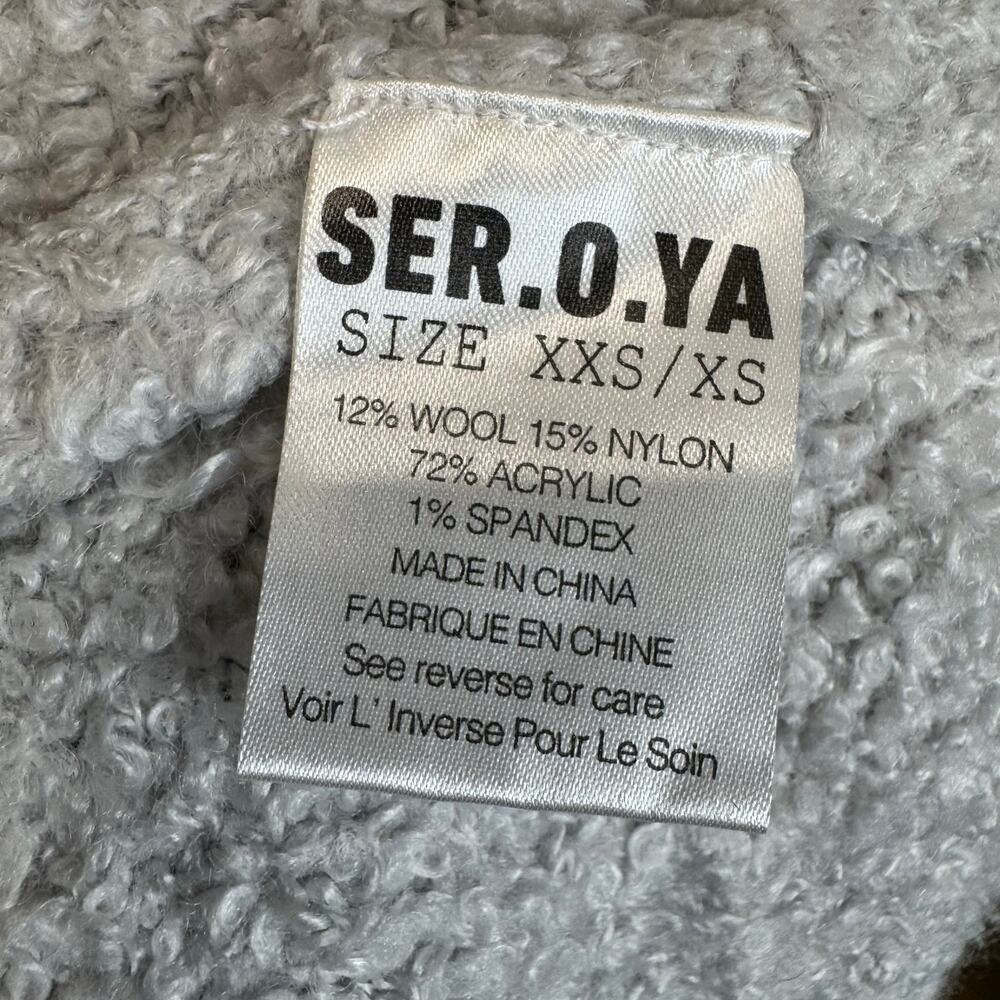 Ser.O.Ya Frost Poncho Wool Blend Fringe Hem Boho Silver Beige Women's XXS/XS - Picture 13 of 14